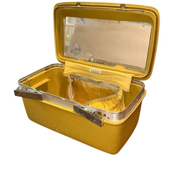 Vintage MCM Samsonite Saturn Retro Vanity Case Hard Suitcase Harvest Gold Yellow - Picture 2 of 7